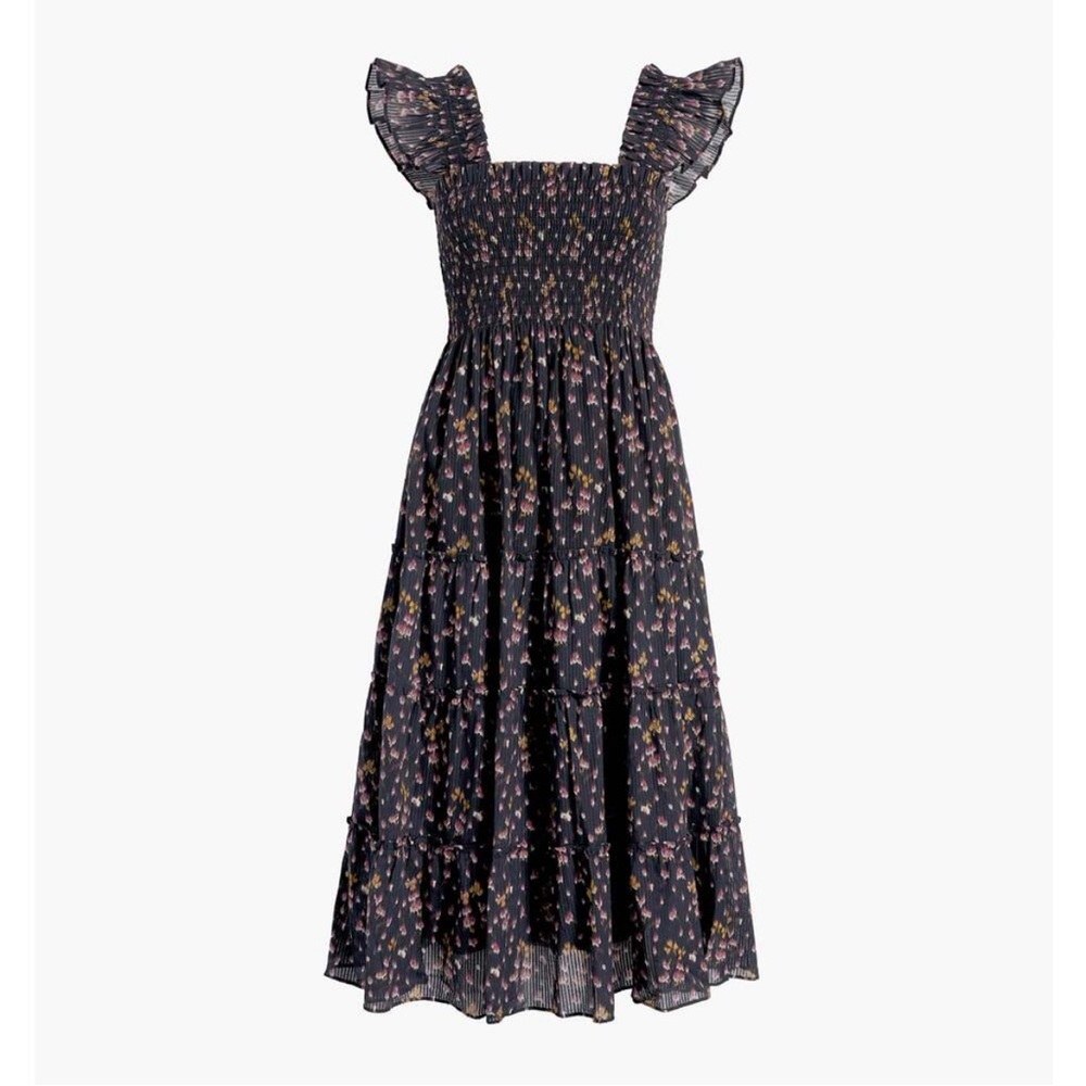 Hill House Navy Floral Smocked Midi Dress